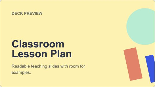 Classroom lesson plan presentation template
