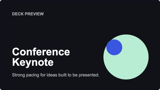 Conference keynote template concept for AI presentation generation