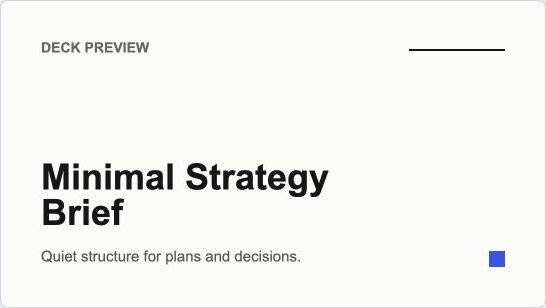 Minimal strategy template preview for an AI PowerPoint generator