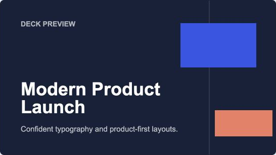 Modern product launch style for AI-generated slide previews